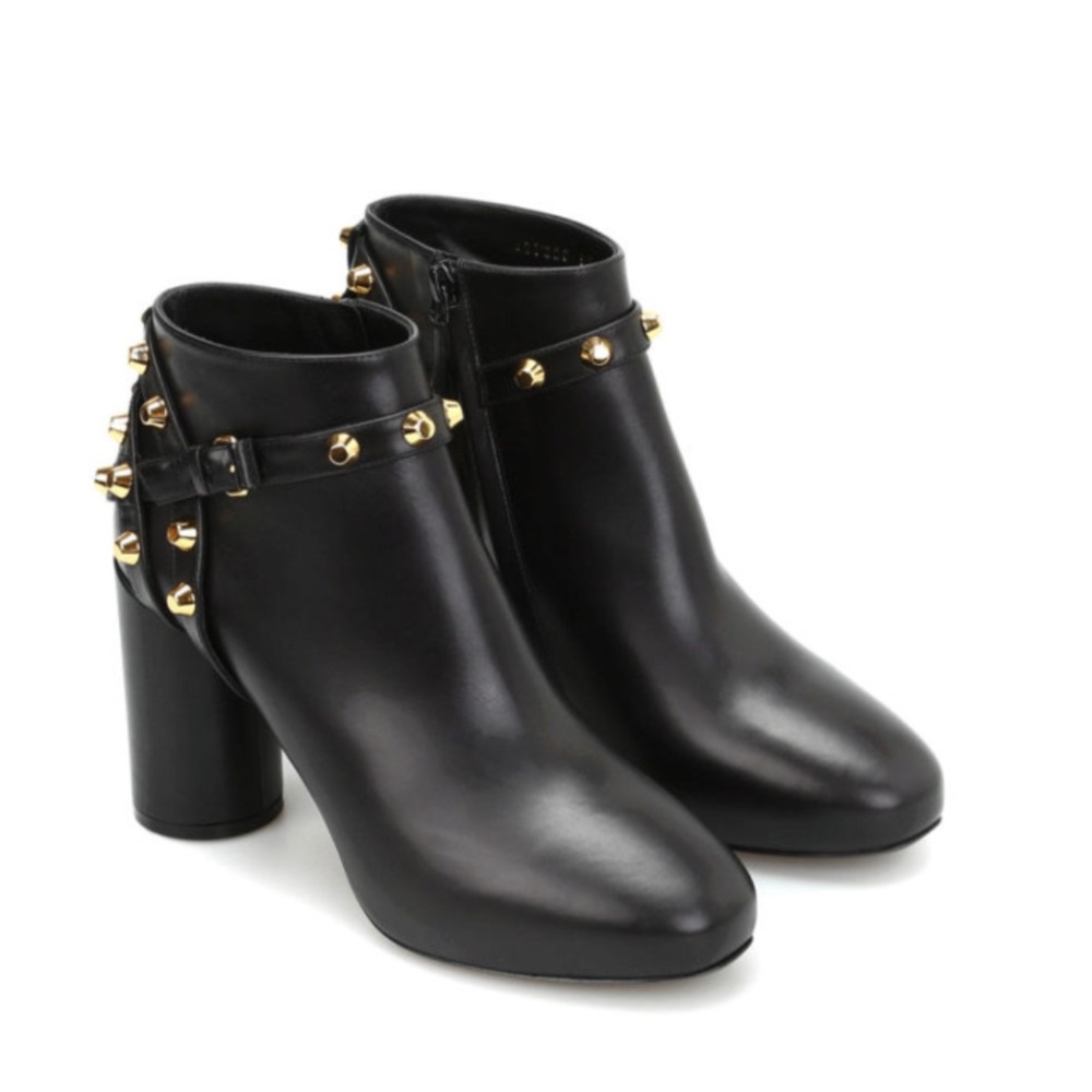Black Ankle Boots with Gold Studs
